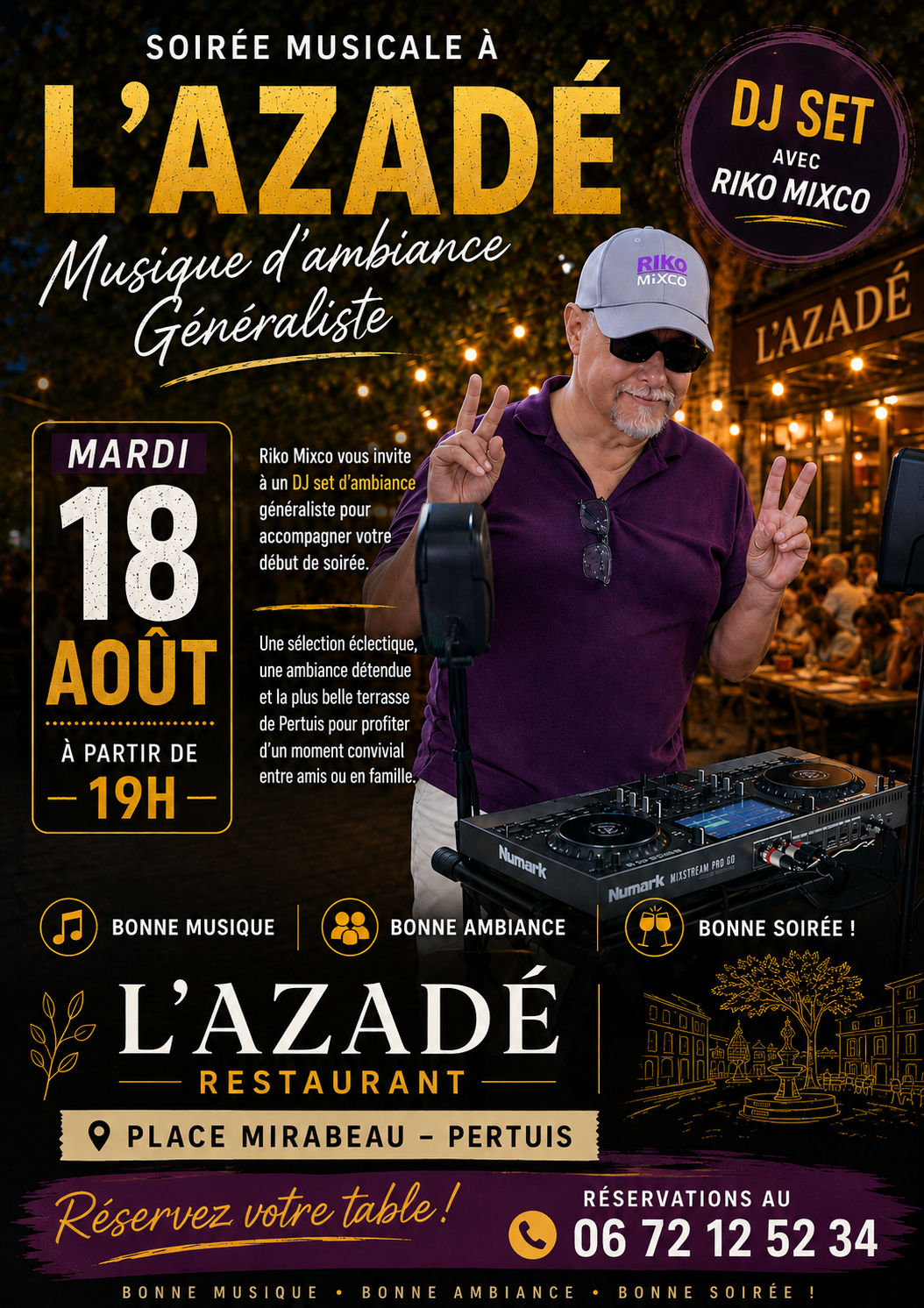 Mardi 18 août 2026 – l’Azadé Restaurant à Pertuis